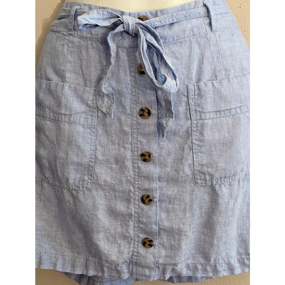 Jones & Co Jones New York Light Blue Linen Tie Waist Skirt Shorts Skort M - Picture 4 of 10